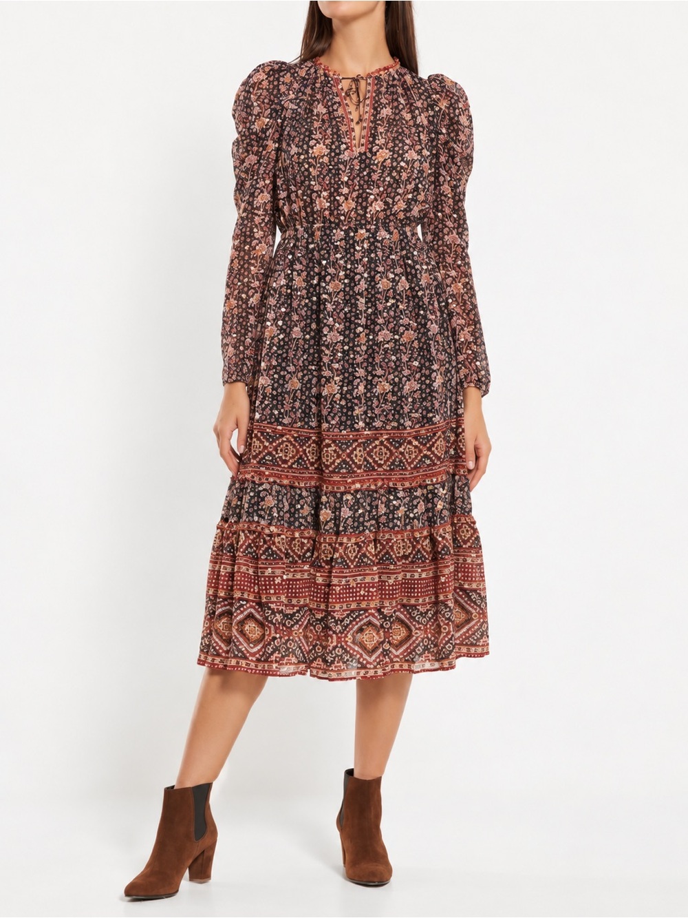 ULLA JOHNSON Alessandra Silk Lurex Dress in Midnight Size Large